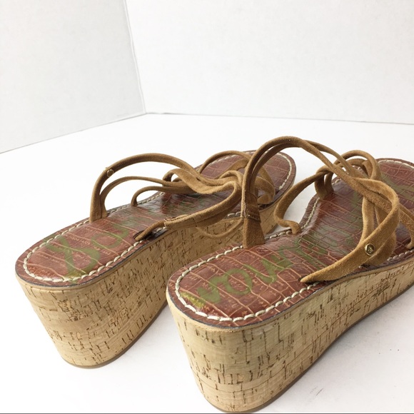 SZ 8 Sam Edelman Brown Sandal Platforms - Picture 5 of 8
